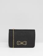 Ted Baker Satin Cross Body Bag With Metal Bow - Black