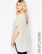 Asos Curve Sleeveless Chunky Knit Top With V Back And Side Splits - Oatmeal