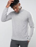 Asos Cashmere Roll Neck Sweater In Gray - Gray