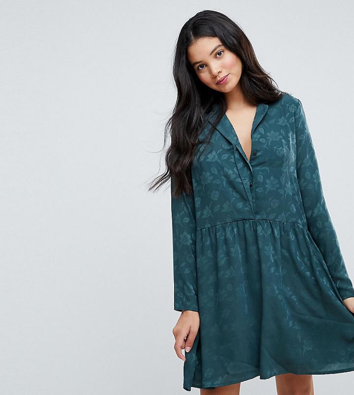 Vero Moda Tall Satin Shirt Dress - Green