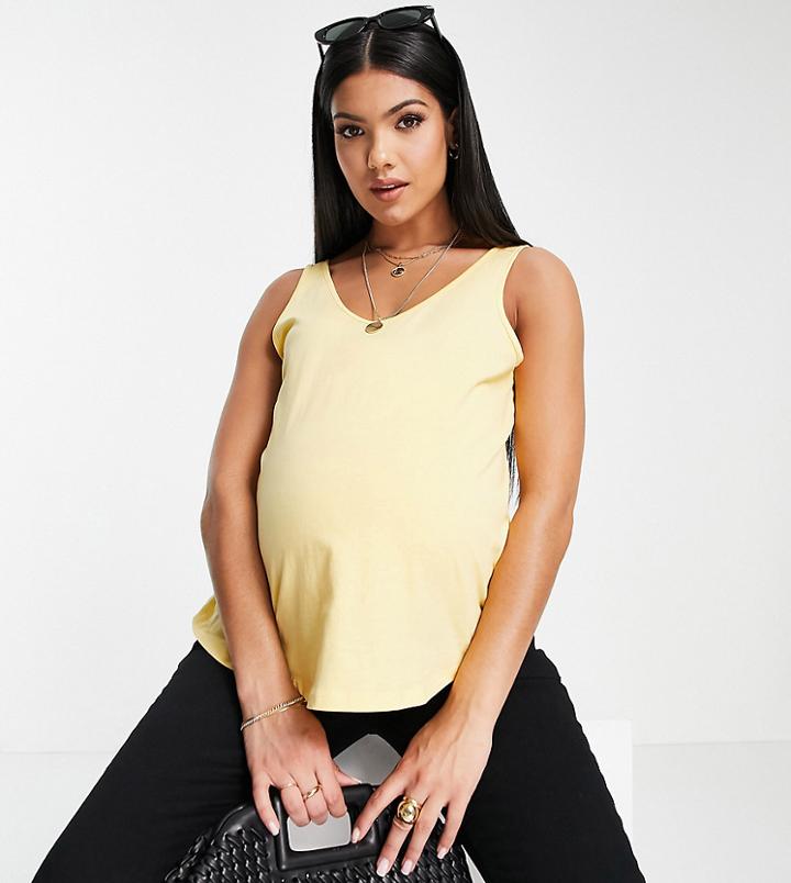 Asos Design Maternity Ultimate Organic Cotton Blend Scoop Neck Tank Top In Yellow