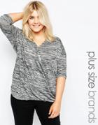 New Look Plus Wrap Front Top - Gray