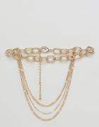 Monki Layered Chain Choker Necklace - Gold