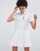 Paul & Joe Sister Shirt Dress With Embroidered Cat - White