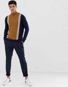 New Look Turtleneck Sweater With Vertical Stripe In Navy - Navy