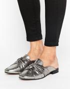 New Look Leather Knotted Flat Mule - Silver