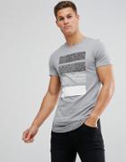 Jack & Jones Core Longline T-shirt With Contrast Drop Hem Detail - Gray