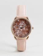 Fossil Es4419 Tailor Leather Watch In Glossy Pink 35mm - Pink