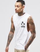 Asos Sleeveless T-shirt With Vibes And Splatter Print - White