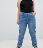Boohoo Plus High Waist Mom Jeans - Blue