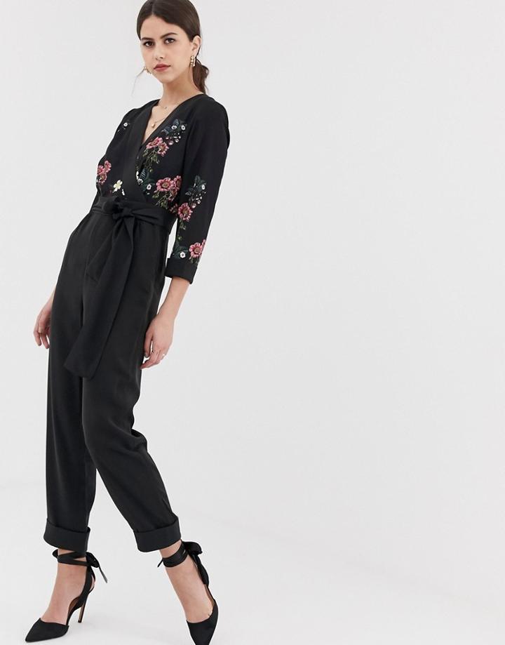 Ted Baker Eleaann Oracle Turn Up Jumpsuit-black
