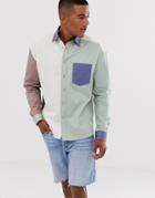 Asos Design Oversized 90's Style Pastel Cut & Sew Shirt - Multi
