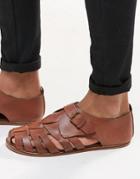 Asos Fisherman Sandals In Tan Leather - Tan