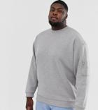 Asos Design Plus Oversized Sweatshirt With Ma1 Pocket In Gray Marl