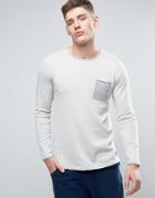 Jack & Jones Originals Knitted Sweater With Raw Hem Pocket And Drop Hem - White