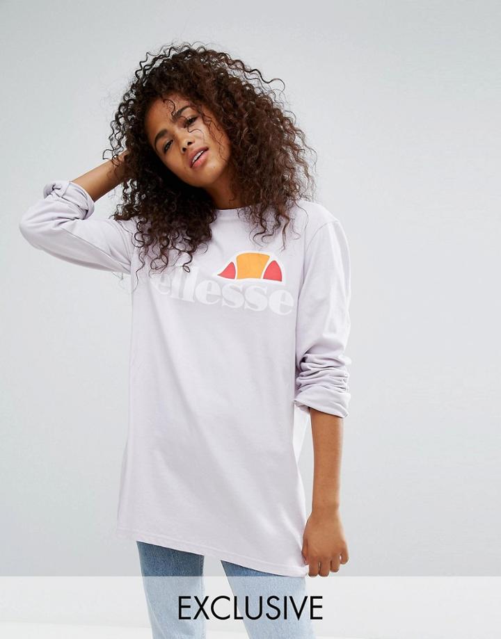 Ellesse Oversized Long Sleeve T-shirt With Extreme Sleeves - Purple