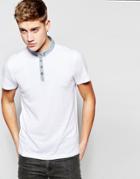 Brave Soul Contrast Collar Polo Shirt - White