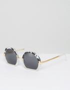 Asos Round Sunglasses With Mixed Sliced Bottom Frame - Multi