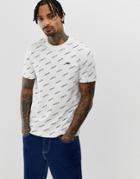 Lacoste L!ve All Over Logo T-shirt In Off White