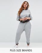 New Look Plus Camo Patched Track Pants - Green
