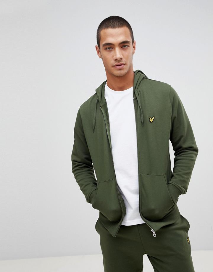 Lyle & Scott Zip-thru Logo Hoodie In Green - Green