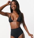 Asos Design Tall Mix And Match High Waist Bikini Bottom In Black - Black