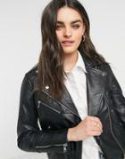Lab Leather Biker Jacket In Black Leather