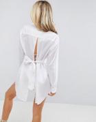 Asos Beach Shirt With Open Tie Back - White