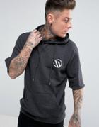 Wetts Raw Edge Mid Sleeve Hoodie - Black