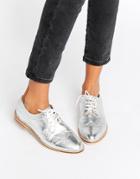 Asos Mai Leather Brogues - Silver