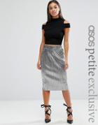 Asos Petite Metallic Pleat Skirt - Silver