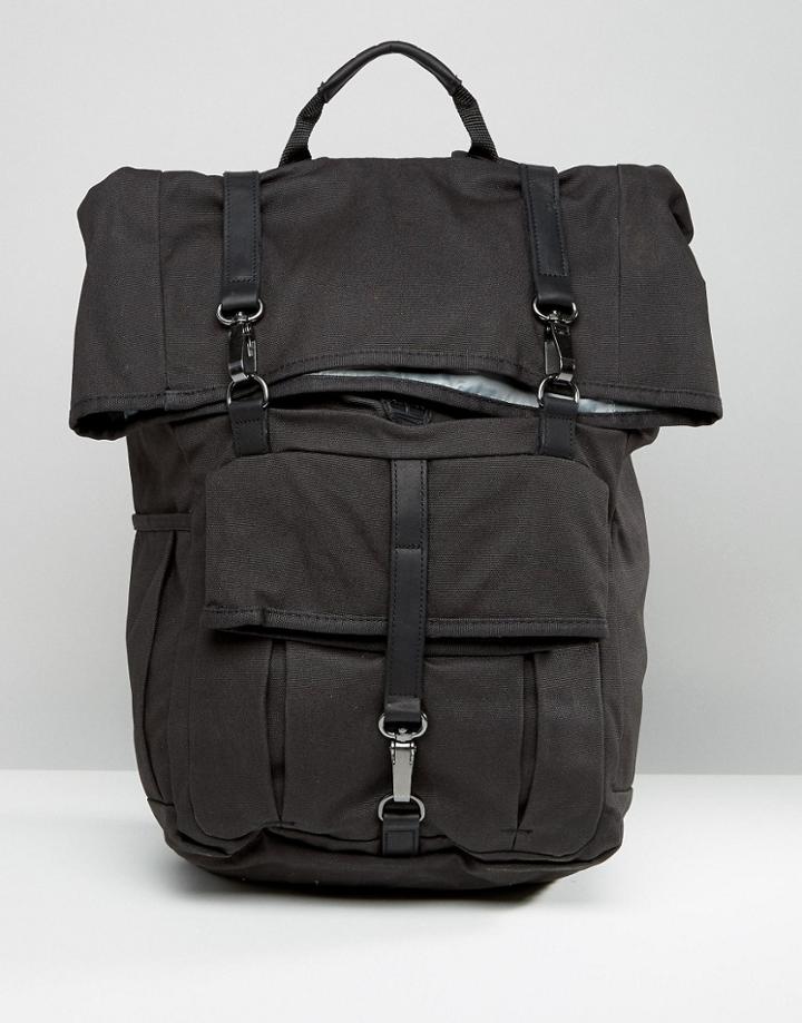 Timberland Rolltop 24l Backpack With Leather Trim - Black