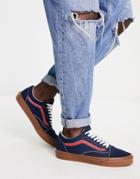 Vans Old Skool Sneakers With Gum Sole In Navy