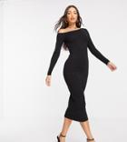 Asos Design Tall Bare Shoulder Midi Dress In Black