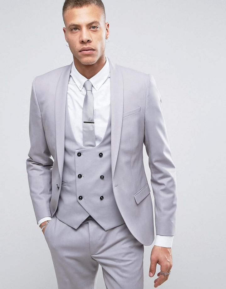 Noose & Monkey Super Skinny Suit Jacket - Gray