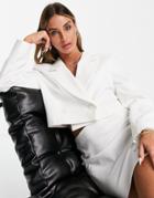 Flounce London Cropped Blazer In Ivory - Part Of A Set-white