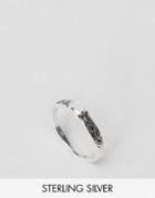 Asos Sterling Silver Etched Stone Ring - Silver