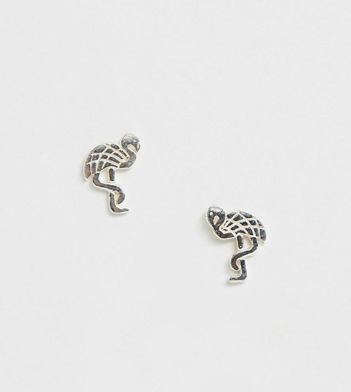 Kingsley Ryan Sterling Silver Flamingo Stud Earrings - Silver