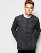 Asos Cable Knit Sweater With Rolled Edges - Charcoal