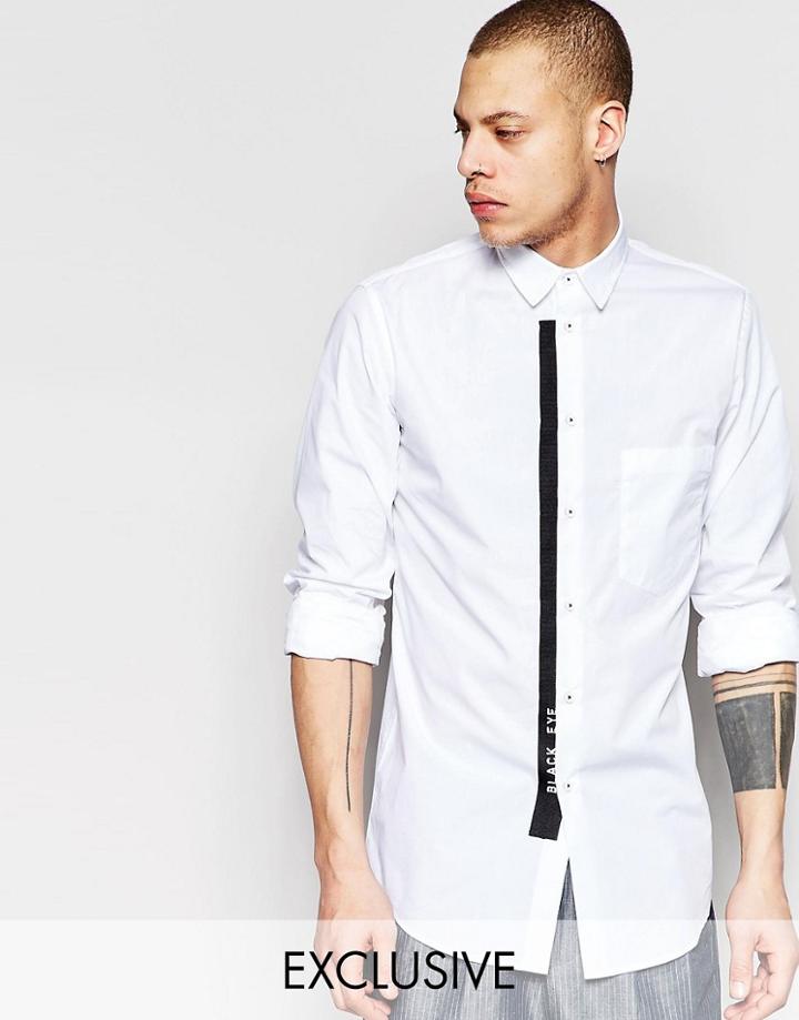 Black Eye Rags Shirt With Front Pocket And Contrast Taping - White