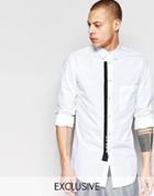 Black Eye Rags Shirt With Front Pocket And Contrast Taping - White