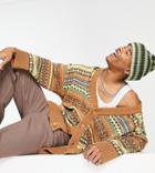 Reclaimed Vintage Inspired Granddad Cardigan In Brown-multi