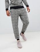 Asos Design Two-piece Skinny Joggers In Gray Check - Gray
