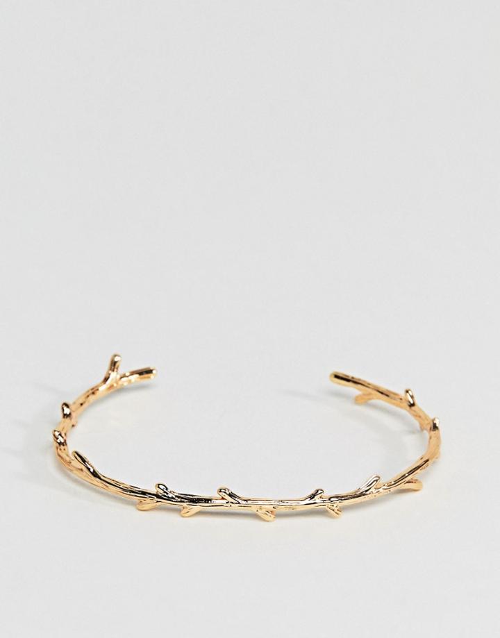 Asos Fine Twig Cuff Bracelet - Gold