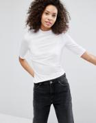 Monki High Neck T-shirt - White