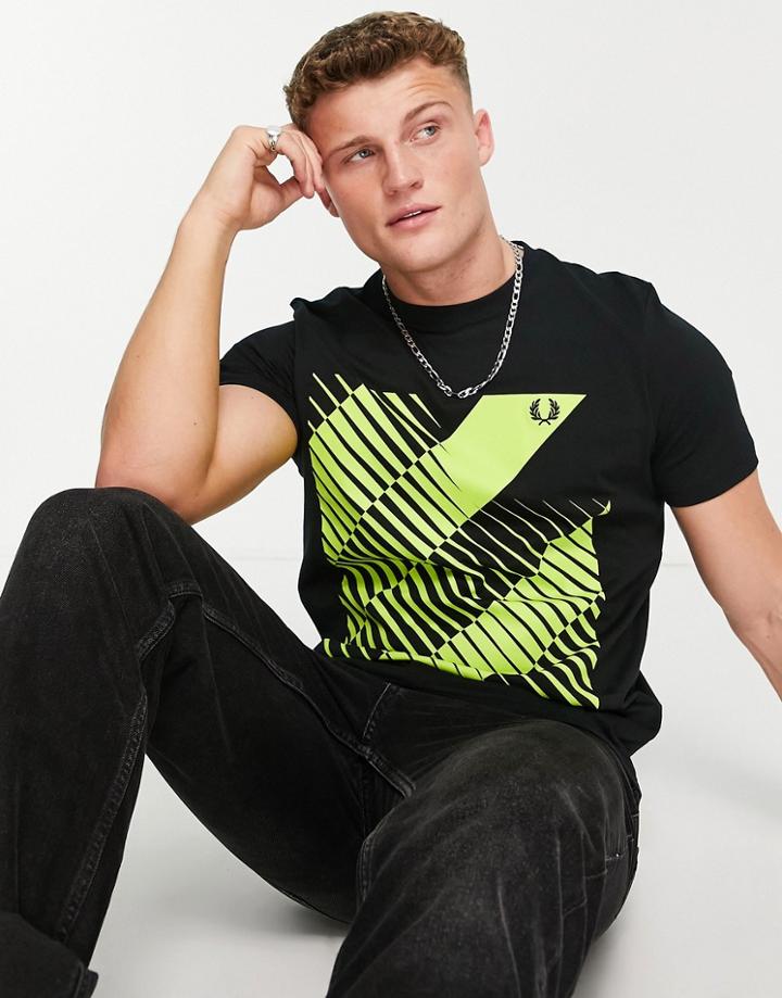 Fred Perry Abstract Graphic Print T-shirt In Black