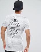 Asos Longline Muscle T-shirt With Splatter And Triangle Print - White