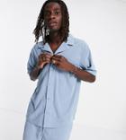 Reclaimed Vintage Inspired Cord Revere Shirt In Baby Blue-blues