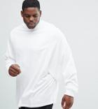 Asos Plus Oversized Long Sleeve T-shirt With Extreme Batwing Sleeves In White - White