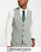 Asos Design Slim Vest In Pine Green Crosshatch